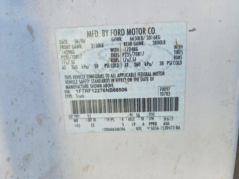 55232376 :رقم المزاد ، 1FTRF12276NB88506 vin ، 2006 Ford F150 مزاد بيع