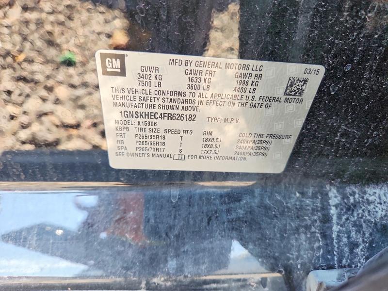 57416586 :رقم المزاد ، 1GNSKHEC4FR626182 vin ، 2015 Chevrolet Suburban مزاد بيع