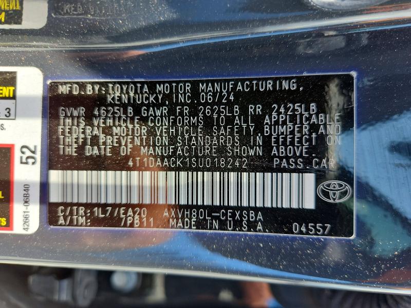 2025 Toyota Camry მანქანა იყიდება აუქციონზე, vin: 4T1DAACK1SU018242, აუქციონის ნომერი: 58230426