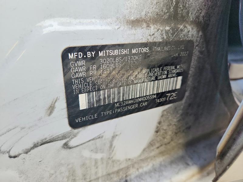 Aukcja sprzedaży 2022 Mitsubishi Mirage, vin: ML32AWHJXNH005594, numer aukcji: 55995236
