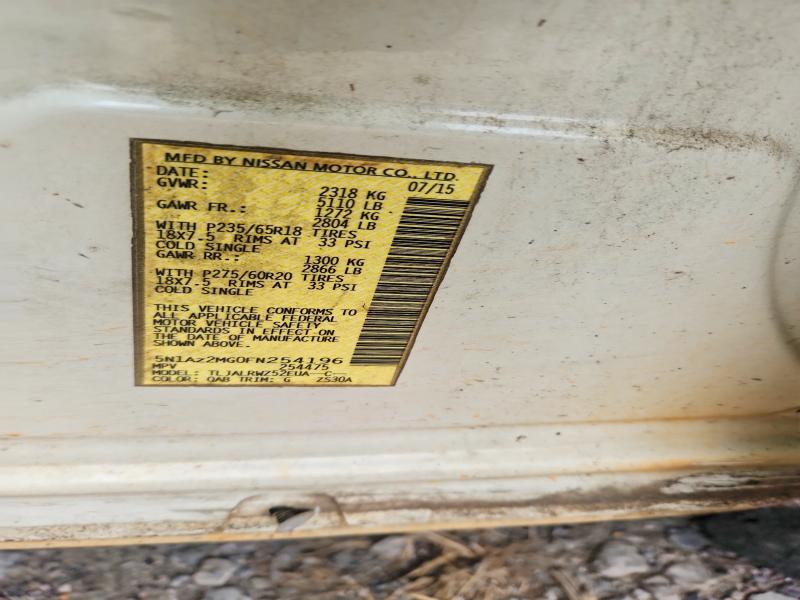 Продаж на аукціоні авто 2015 Nissan Murano, vin: 5N1AZ2MG0FN254196, номер лоту: 56459606