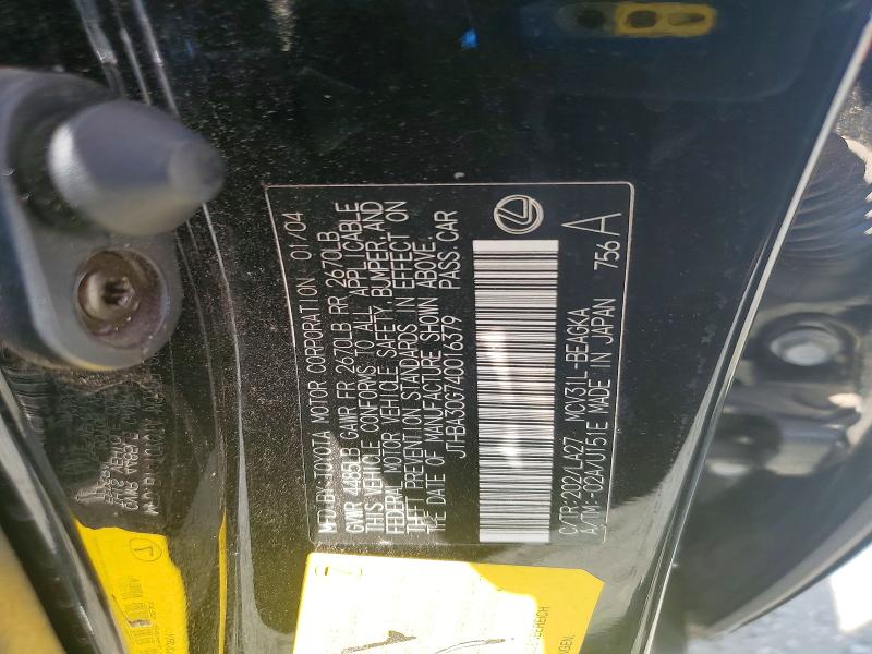 85457395 :رقم المزاد ، JTHBA30G740016379 vin ، 2004 Lexus Es مزاد بيع