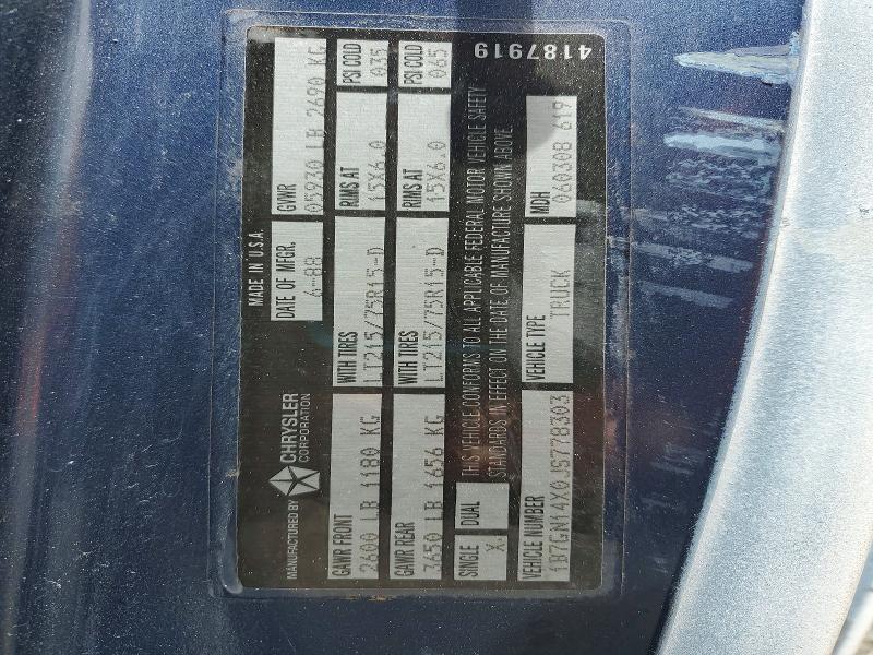 1988 Dodge Dakota მანქანა იყიდება აუქციონზე, vin: 1B7GN14X0JS778303, აუქციონის ნომერი: 56777786