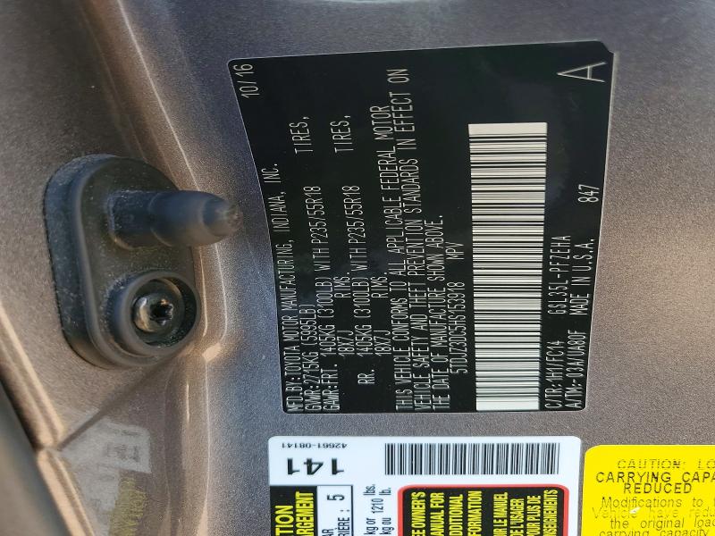 56058626 :رقم المزاد ، 5TDJZ3DC5HS153918 vin ، 2017 Toyota Sienna مزاد بيع