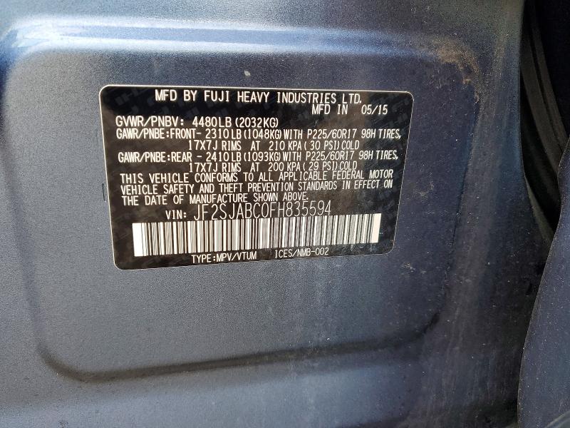 Aukcja sprzedaży 2015 Subaru Forester, vin: JF2SJABC0FH835594, numer aukcji: 54947656