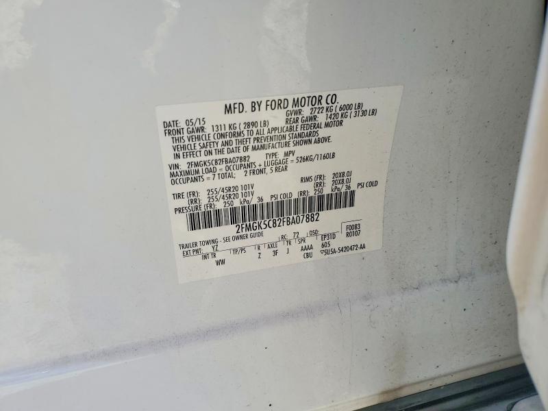 59201006 :رقم المزاد ، 2FMGK5C82FBA07882 vin ، 2015 Ford Flex مزاد بيع