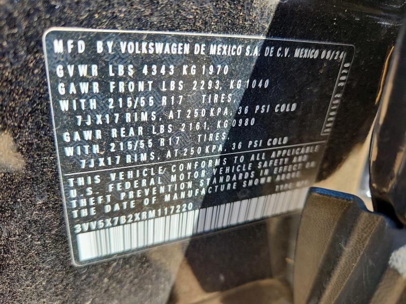 Aukcja sprzedaży 2024 Volkswagen Taos, vin: 3VV5X7B2XRM117220, numer aukcji: 57067386