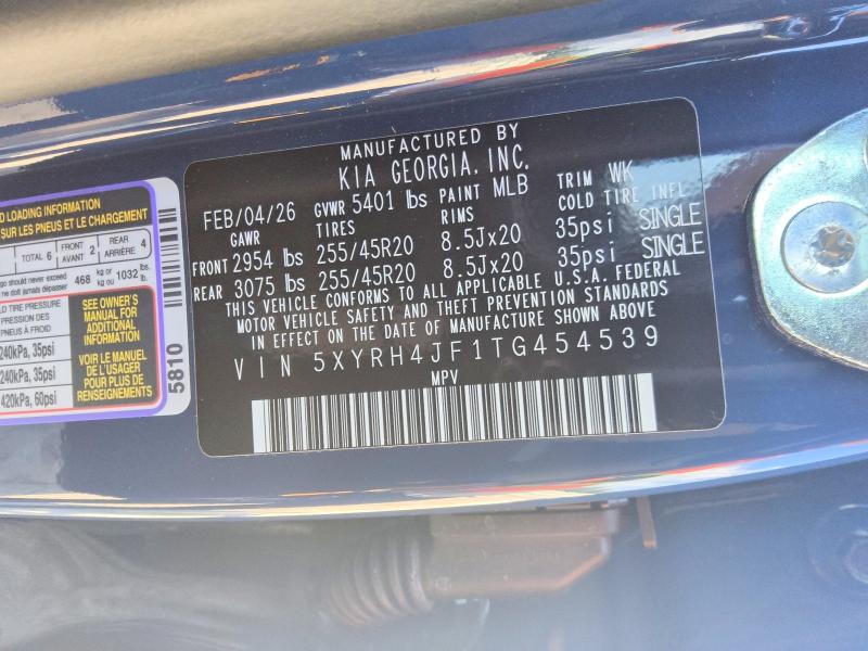 57195386 :رقم المزاد ، 5XYRH4JF1TG454539 vin ، 2026 Kia Sorento مزاد بيع