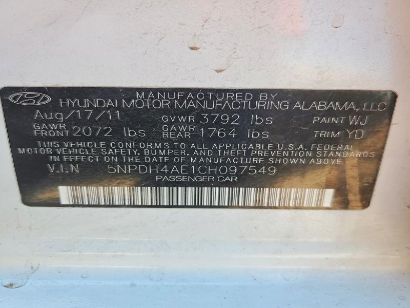 Продаж на аукціоні авто 2012 Hyundai Elantra, vin: 5NPDH4AE1CH097549, номер лоту: 55927426