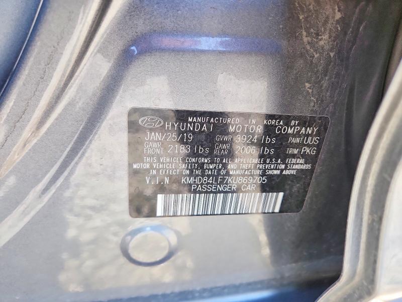 Aukcja sprzedaży 2019 Hyundai Elantra, vin: KMHD84LF7KU869705, numer aukcji: 56600516