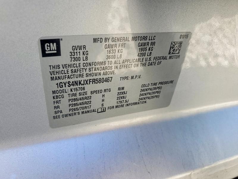2015 Cadillac Escalade მანქანა იყიდება აუქციონზე, vin: 1GYS4NKJXFR580467, აუქციონის ნომერი: 55588566