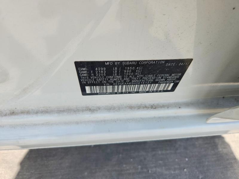 57422396 :رقم المزاد ، 4S3GKAA65H3615137 vin ، 2017 Subaru Impreza مزاد بيع