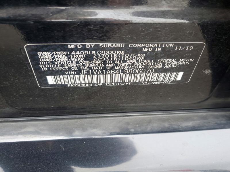Продаж на аукціоні авто 2020 Subaru Wrx, vin: JF1VA1A64L9806070, номер лоту: 57872516