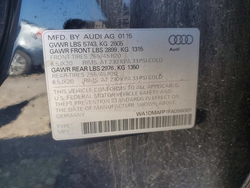 Продажа на аукционе авто 2015 Audi Q5, vin: WA1DMAFP1FA096069, номер лота: 56877866