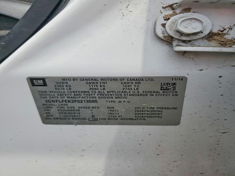 58768236 :رقم المزاد ، 2GNFLFEK2F6213585 vin ، 2015 Chevrolet Equinox مزاد بيع