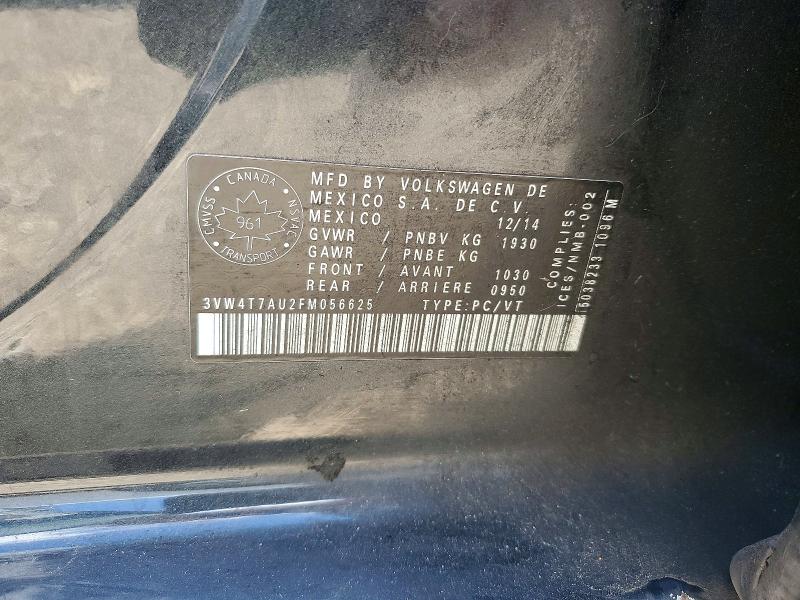 56586776 :رقم المزاد ، 3VW4T7AU2FM056625 vin ، 2015 Volkswagen Gti مزاد بيع