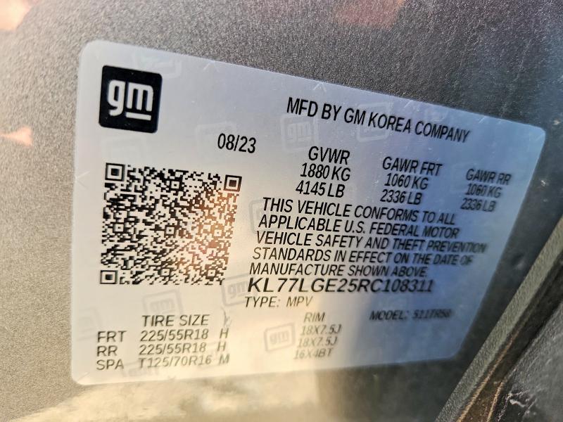 Продажа на аукционе авто 2024 Chevrolet Trax, vin: KL77LGE25RC108311, номер лота: 55598696