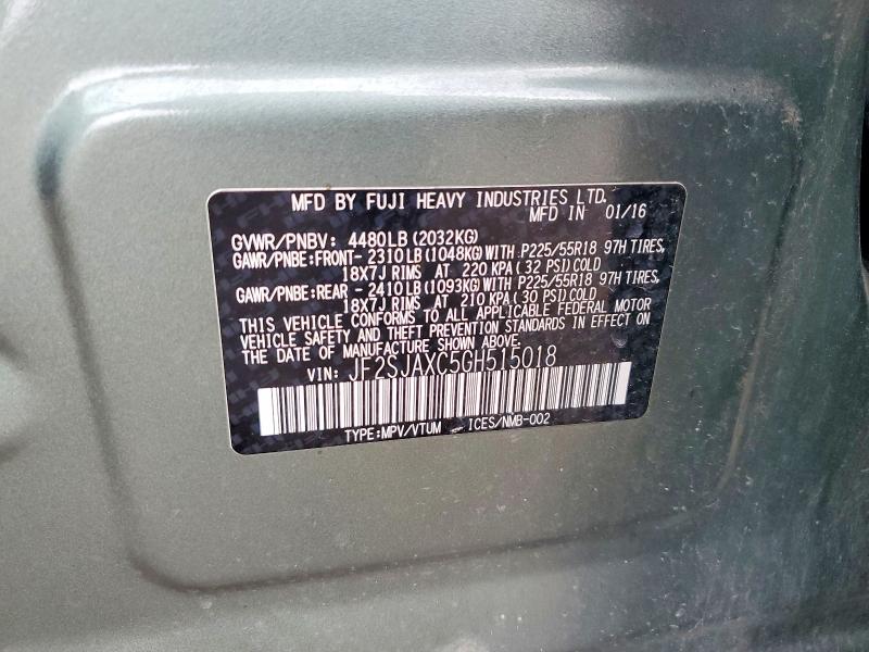 Продажа на аукционе авто 2016 Subaru Forester, vin: JF2SJAXC5GH515018, номер лота: 58295506