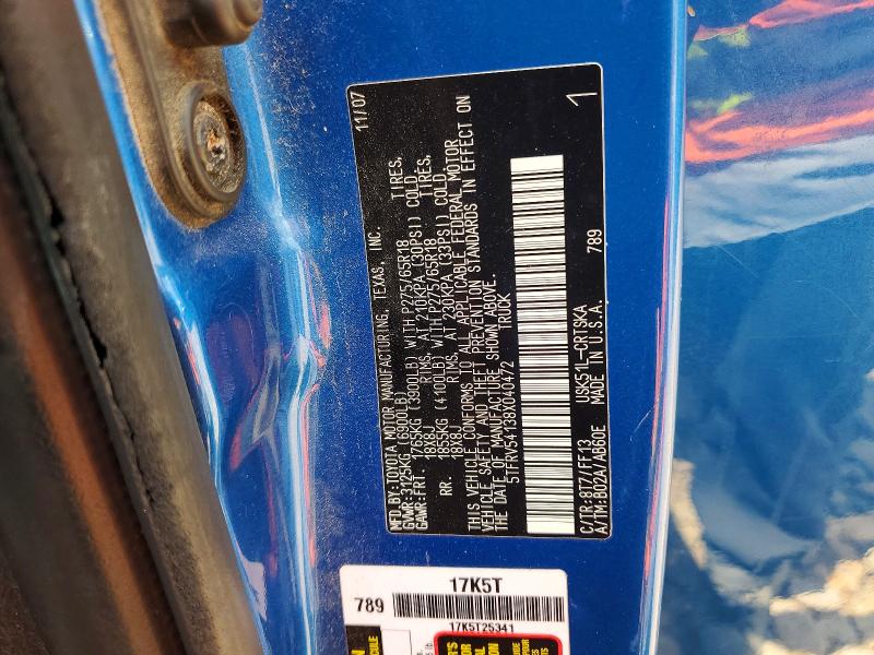 Auction sale of the 2008 Toyota Tundra, vin: 5TFRV54138X040472, lot number: 56753496