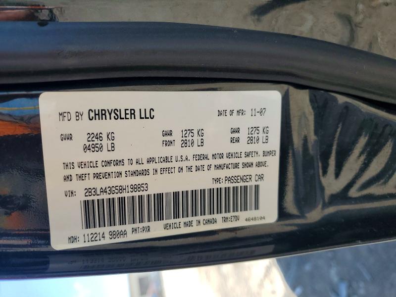 Продажа на аукционе авто 2008 Dodge Charger, vin: 2B3LA43G58H198853, номер лота: 56954966