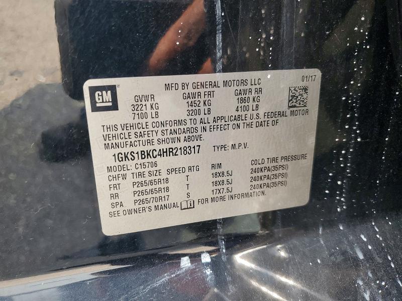 Aukcja sprzedaży 2017 Gmc Yukon, vin: 1GKS1BKC4HR218317, numer aukcji: 58683986