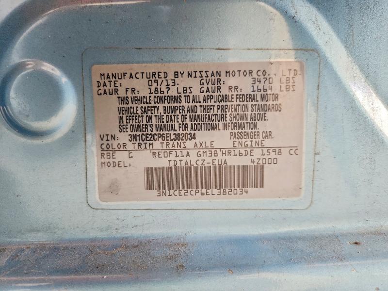 2014 Nissan Versa Note მანქანა იყიდება აუქციონზე, vin: 3N1CE2CP6EL382034, აუქციონის ნომერი: 55699046