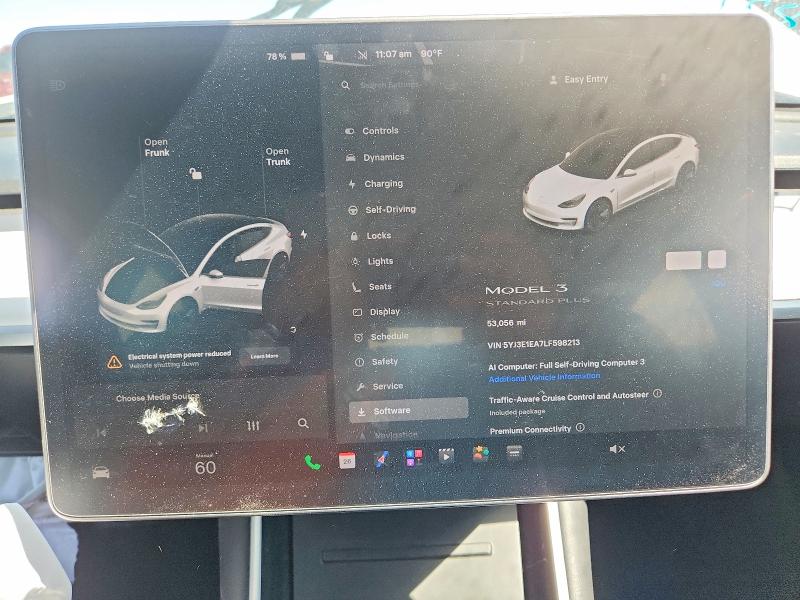 2020 Tesla Model 3 მანქანა იყიდება აუქციონზე, vin: 5YJ3E1EA7LF598213, აუქციონის ნომერი: 58938086
