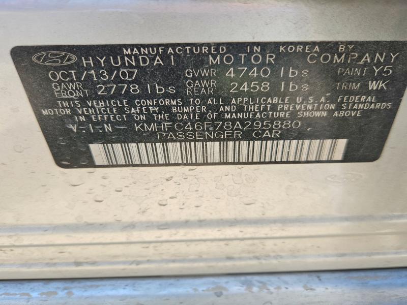 Продаж на аукціоні авто 2008 Hyundai Azera, vin: KMHFC46F78A295880, номер лоту: 49995616