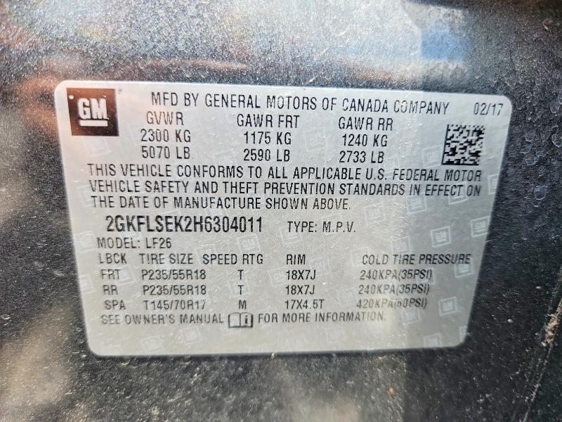 2017 Gmc Terrain მანქანა იყიდება აუქციონზე, vin: 2GKFLSEK2H6304011, აუქციონის ნომერი: 56982056