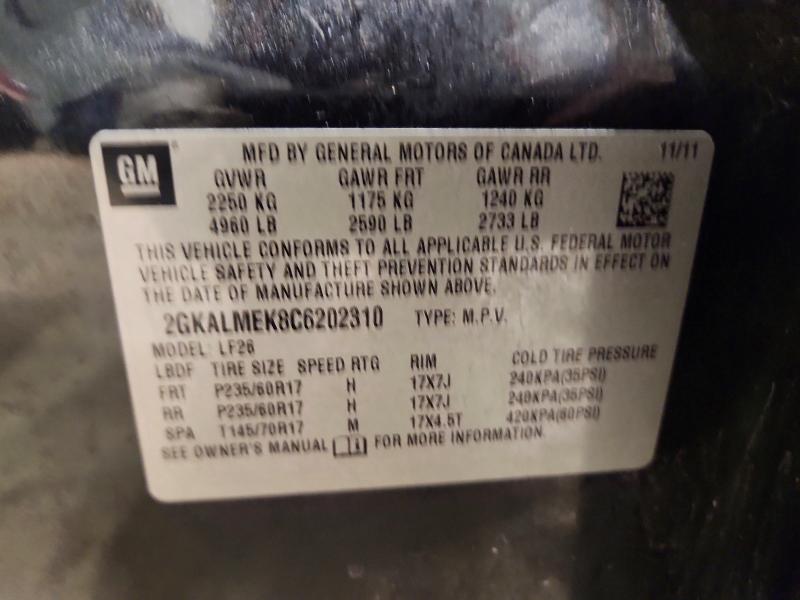 Auction sale of the 2012 Gmc Terrain, vin: 2GKALMEK8C6202310, lot number: 56791436