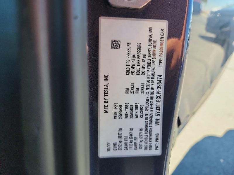 Продаж на аукціоні авто 2023 Tesla Model 3, vin: 5YJ3E1EC0PF398474, номер лоту: 58077386