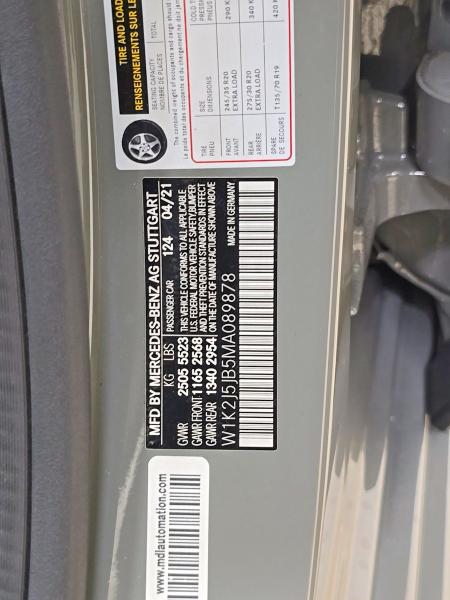 Продаж на аукціоні авто 2021 Mercedes-benz Cls, vin: W1K2J5JB5MA089878, номер лоту: 58265046