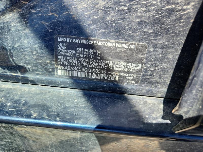 Aukcja sprzedaży 2016 Bmw 320, vin: WBA8A3C56GK690535, numer aukcji: 57140076