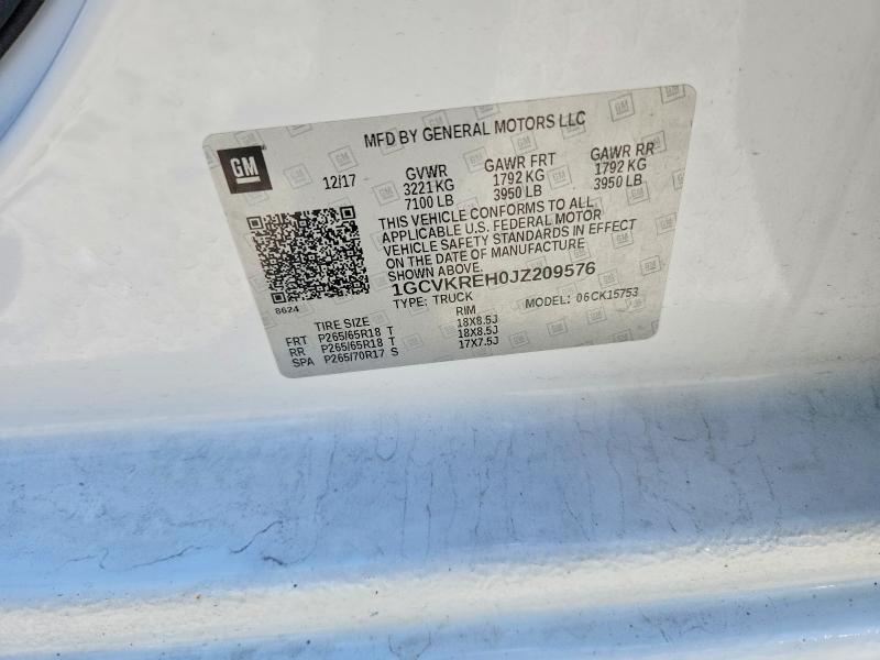 58198266 :رقم المزاد ، 1GCVKREH0JZ209576 vin ، 2018 Chevrolet Silverado مزاد بيع