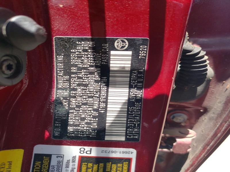 56814206 :رقم المزاد ، 4T1BF1FK9HU674184 vin ، 2017 Toyota Camry مزاد بيع