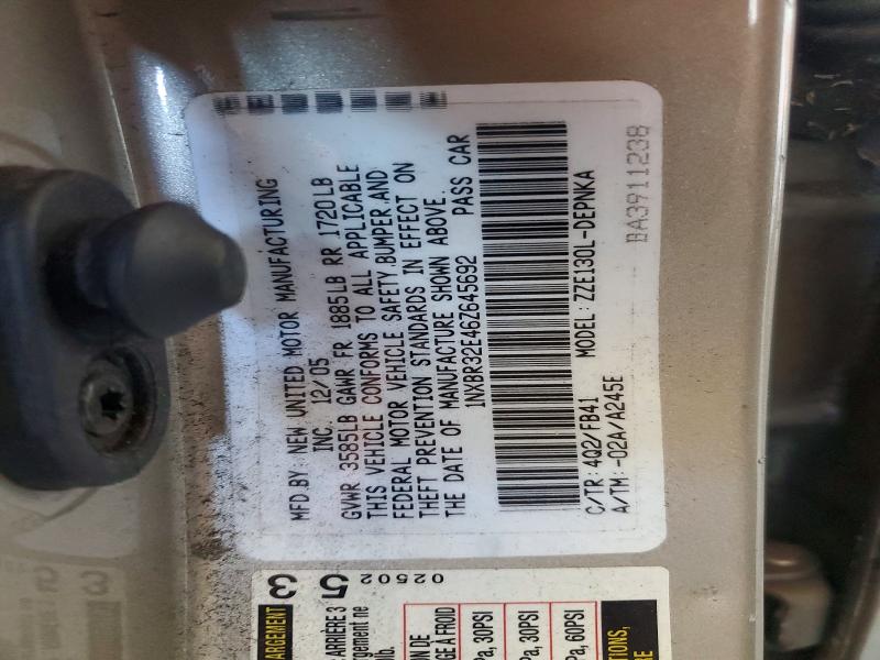 Продажа на аукционе авто 2006 Toyota Corolla, vin: 1NXBR32E46Z645692, номер лота: 55641726