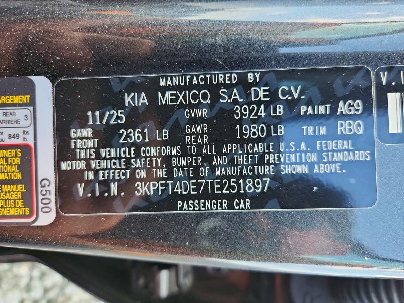 76293595 :رقم المزاد ، 3KPFT4DE7TE251897 vin ، 2026 Kia K4 مزاد بيع