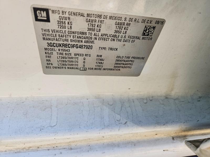 2015 Chevrolet Silverado მანქანა იყიდება აუქციონზე, vin: 3GCUKREC9FG487920, აუქციონის ნომერი: 55810346