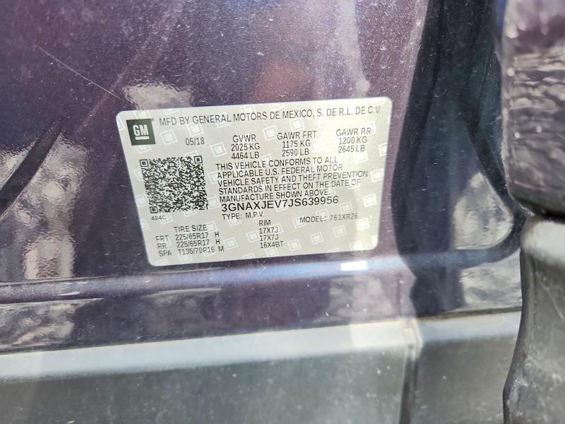 Продаж на аукціоні авто 2018 Chevrolet Equinox, vin: 3GNAXJEV7JS639956, номер лоту: 56093976