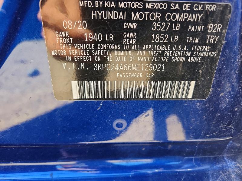 58427286 :رقم المزاد ، 3KPC24A66ME129021 vin ، 2021 Hyundai Accent مزاد بيع