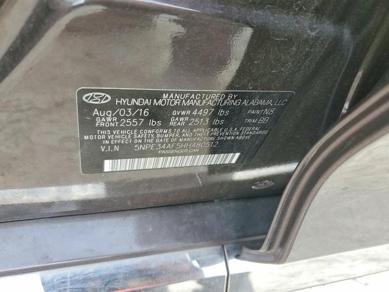 56313326 :رقم المزاد ، 5NPE34AF5HH480512 vin ، 2017 Hyundai Sonata مزاد بيع
