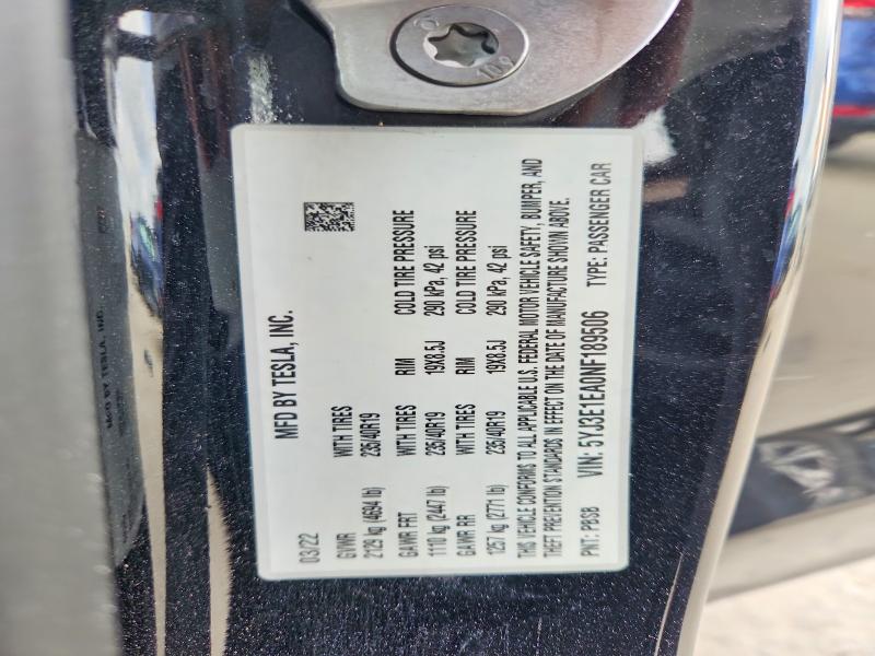 Продажа на аукционе авто 2022 Tesla Model 3, vin: 5YJ3E1EA0NF189506, номер лота: 53472556