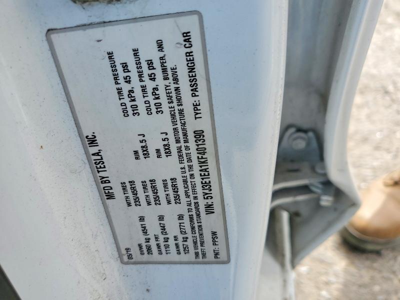 58168646 :رقم المزاد ، 5YJ3E1EA1KF401390 vin ، 2019 Tesla Model 3 مزاد بيع