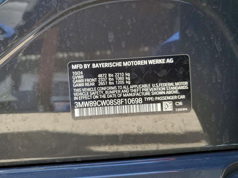55733946 :رقم المزاد ، 3MW89CW08S8F10698 vin ، 2025 Bmw 330xi مزاد بيع