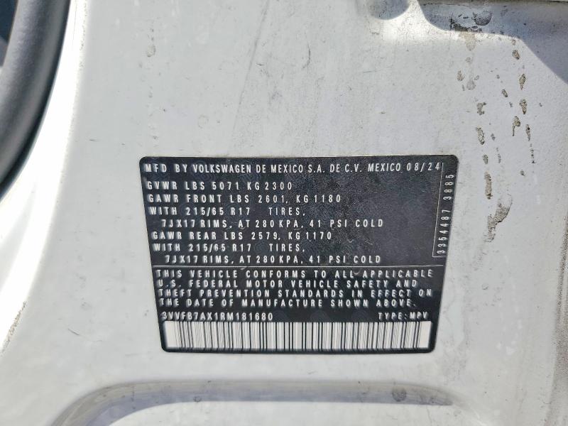 Продаж на аукціоні авто 2024 Volkswagen Tiguan, vin: 3VVFB7AX1RM181680, номер лоту: 58820826
