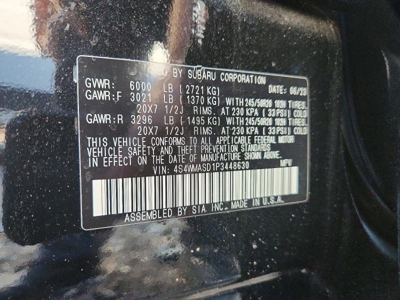2023 Subaru Ascent მანქანა იყიდება აუქციონზე, vin: 4S4WMASD1P3448630, აუქციონის ნომერი: 57232366