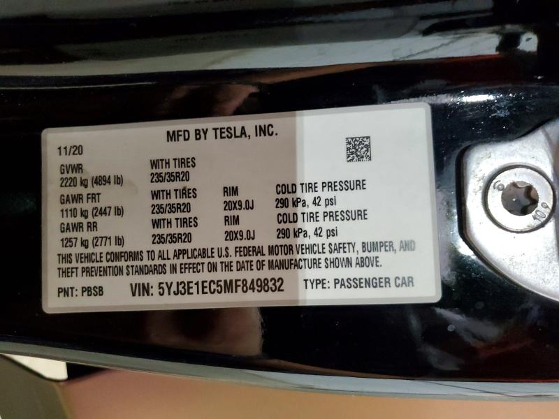 Продаж на аукціоні авто 2021 Tesla Model 3, vin: 5YJ3E1EC5MF849832, номер лоту: 57203516