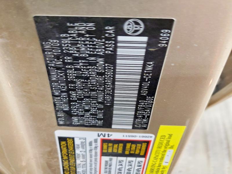 2010 Toyota Camry მანქანა იყიდება აუქციონზე, vin: 4T4BF3EK6AR056037, აუქციონის ნომერი: 58707586