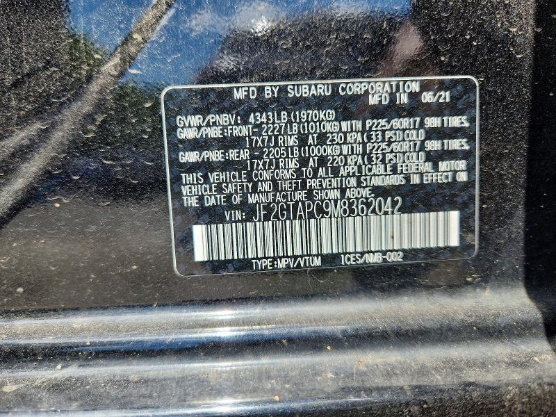 Aukcja sprzedaży 2021 Subaru Crosstrek, vin: JF2GTAPC9M8362042, numer aukcji: 58752106