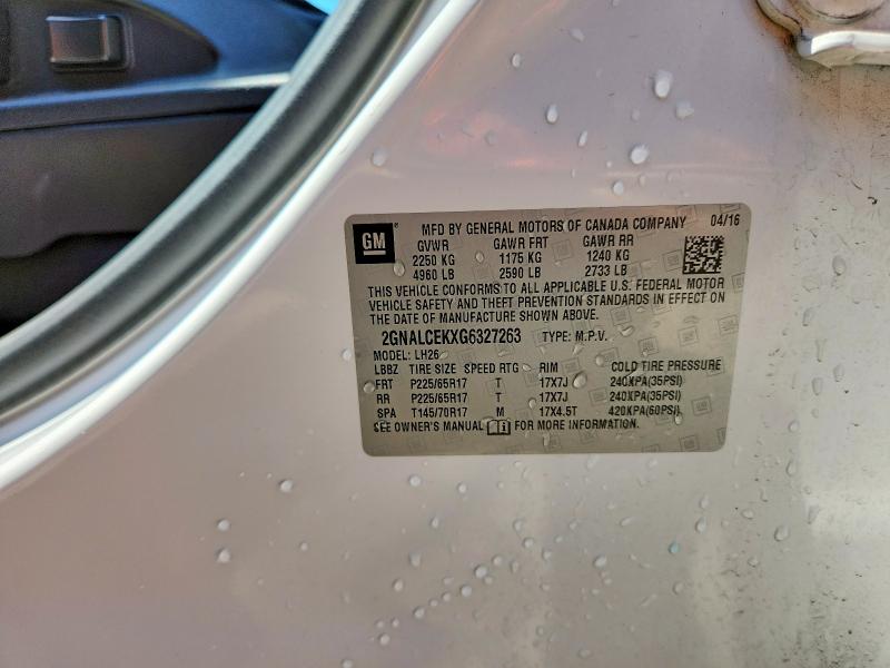 55079146 :رقم المزاد ، 2GNALCEKXG6327263 vin ، 2016 Chevrolet Equinox مزاد بيع
